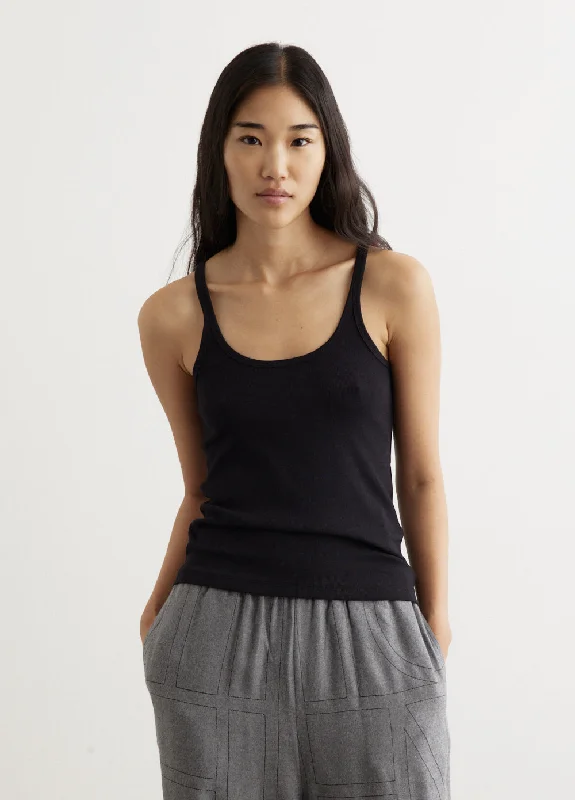 Scoop Neck Rib Tank sequin tank top