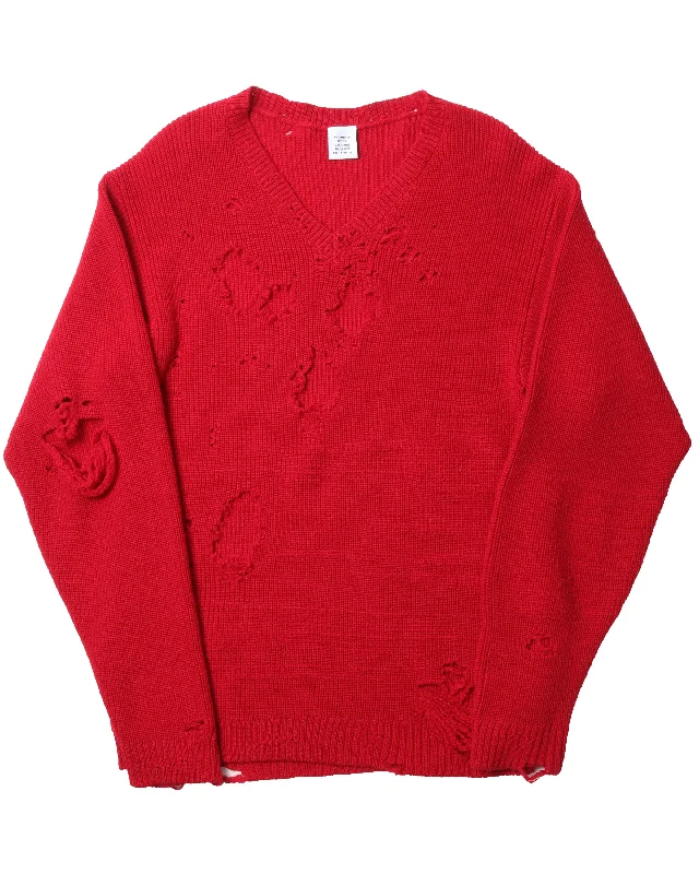FW20 Oversized Distressed Wool Sweater Satin Blend Silk Blend Wool Blend