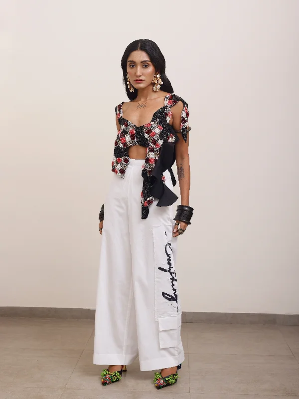 Cotton Trouser With Patch Detail Trousers Designer Luxury