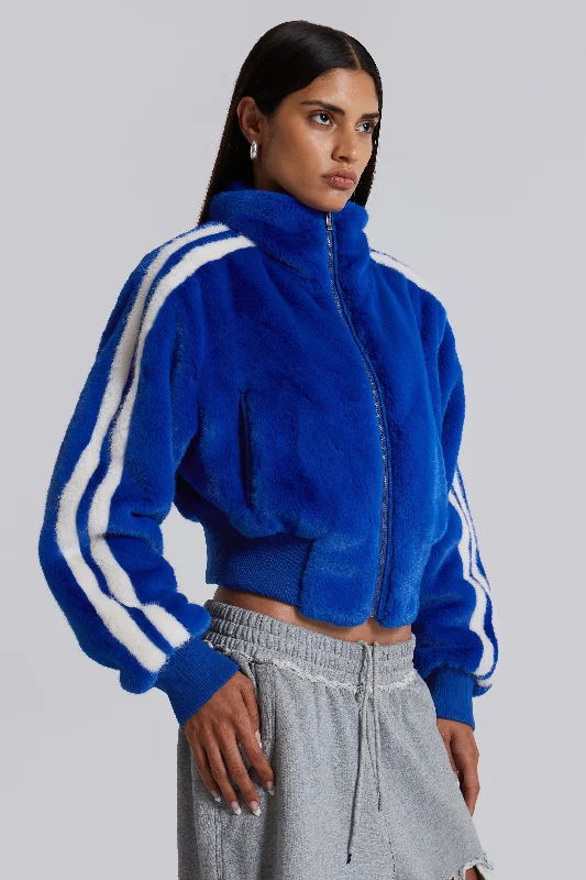 Challenger Faux Fur Coat Mesh Canvas Denim