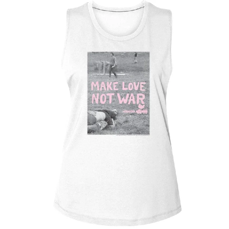 WOODSTOCK Tank Top, Make Love Not War Poster silver tank top