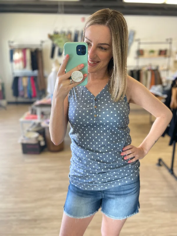 Addison Henley Tank - Navy Dot chic tank top
