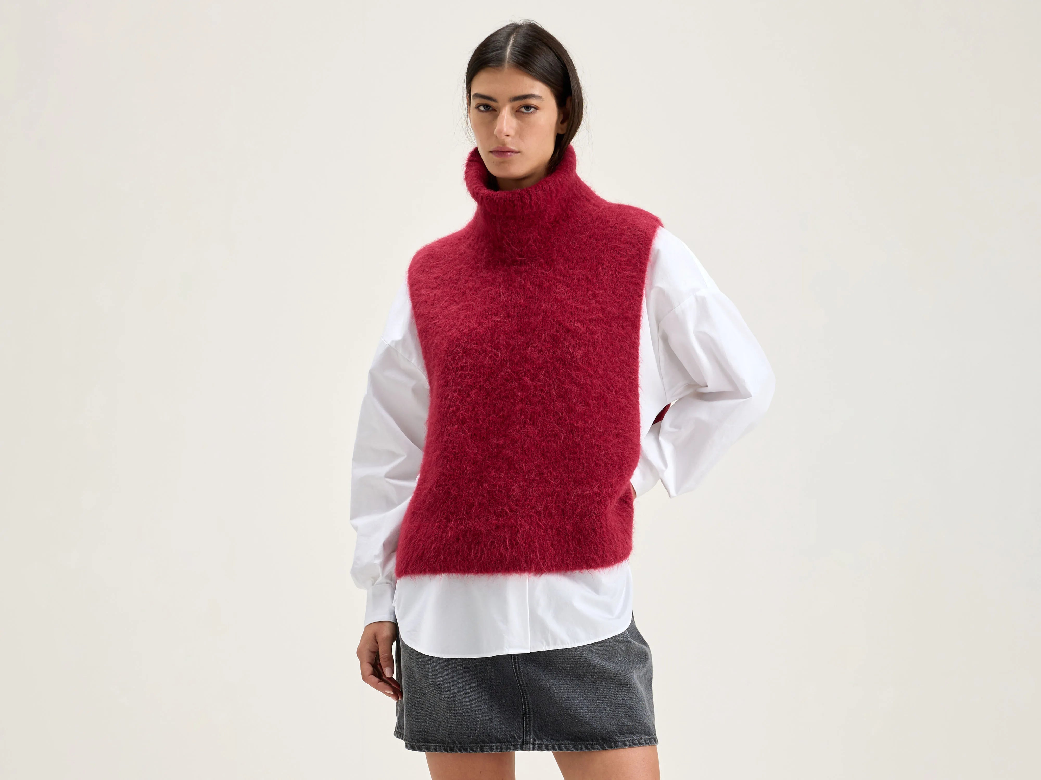 Daren sleeveless sweater (242 / W / RED DAHLIA) Anti-Pilling Anti-Shrink Durable