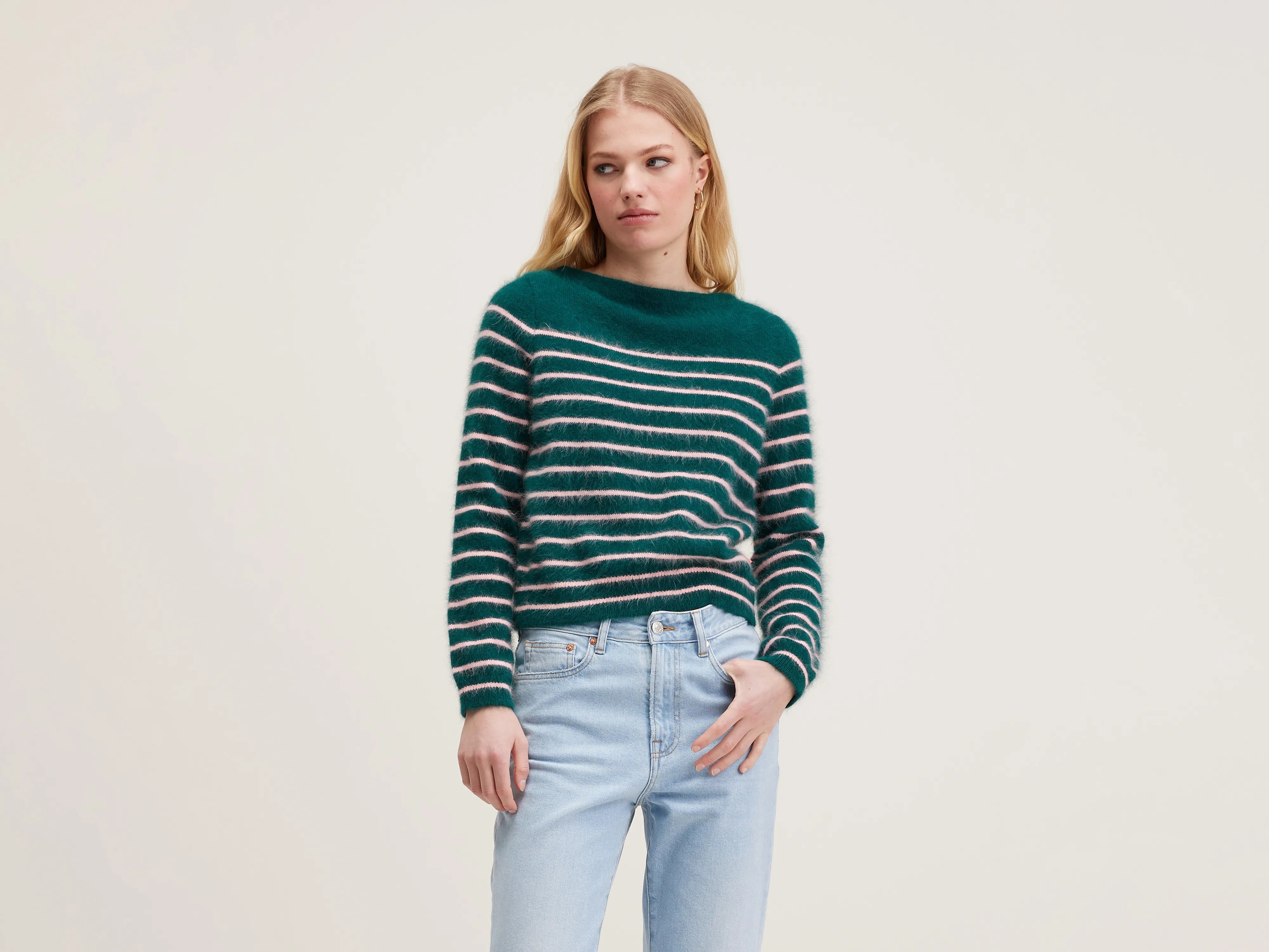 Dato angora-blend sweater (242 / W / STRIPE A) Fleece Sweater Nylon Polyester