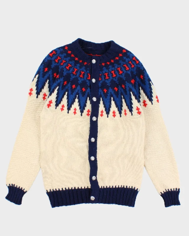 Vintage Norwegian Cardigan - M - L Cotton Fabric Linen Fabric Terry Fabric