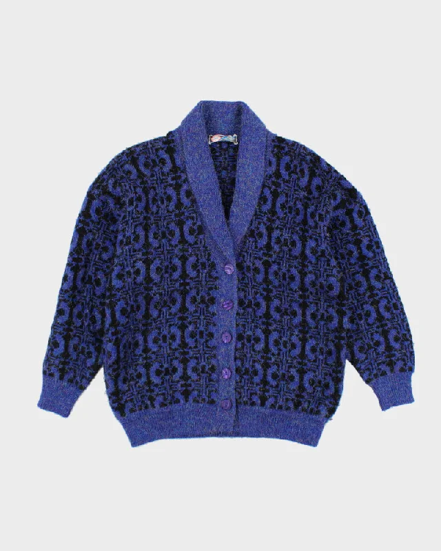 Vintage 80s Sparkly Cardigan - M Terry Blend Velvet Blend Canvas Blend