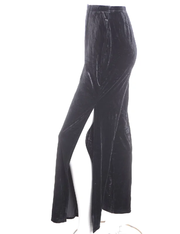 Label Split Side Velvet Trousers Trousers Silk Elegant