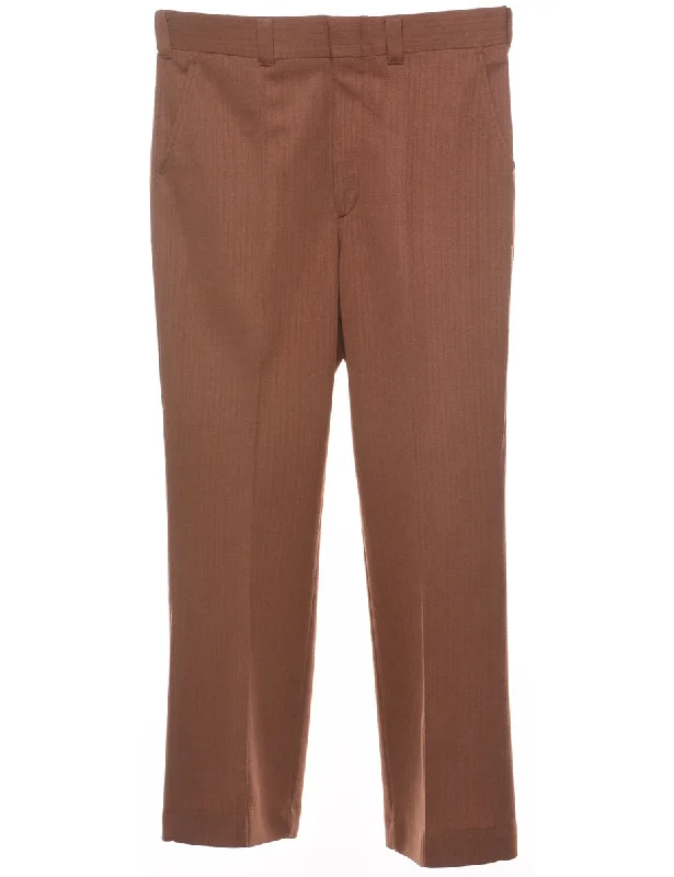 Brown Striped Classic Trousers - W32 L29 Trousers luxurious premium