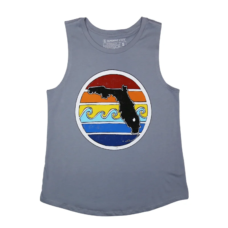 FL SUNSET MUSCLE TANK - GREY ribbed tank top