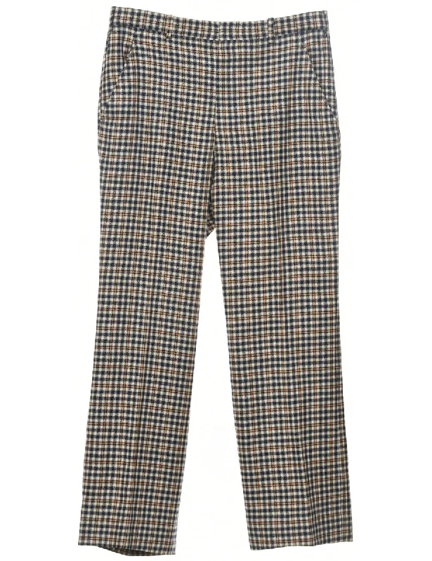 Checked Pattern Trousers - W33 L29 Trousers Low Rise Relaxed