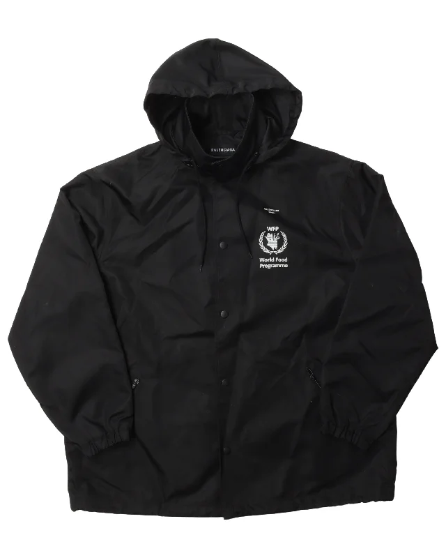 World Food Program Hooded Jacket Satin Fabric Silk Fabric Chiffon Fabric