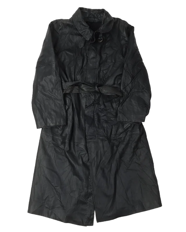 Leder Atelier Belted Leather Trench Coat Striped Polka Dot Floral