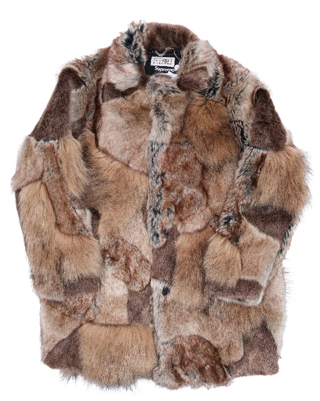 MM6 Maison Margiela Patchwork Faux Fur Coat Bomber Jacket Denim Jacket Leather Jacket