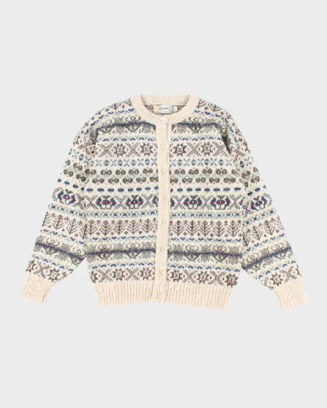 Vintage Glenugie Wool Cardigan - S Open Front Closed Front Wrap Front