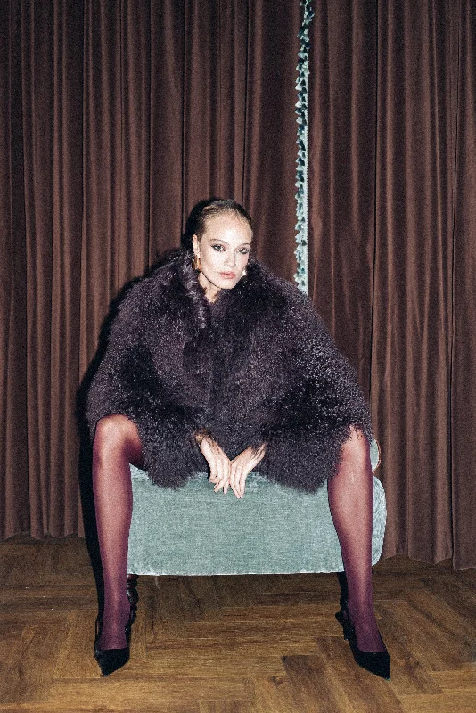 Sloane Mongolian Fur Coat Tailored Straight A-Line