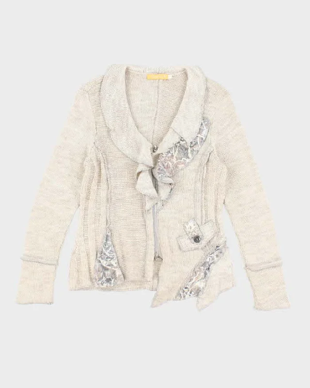 Vintage Y2k 00s Crisca Wool & Mohair Blend Cardigan - M Welt Pockets Slit Pockets Flap Pockets