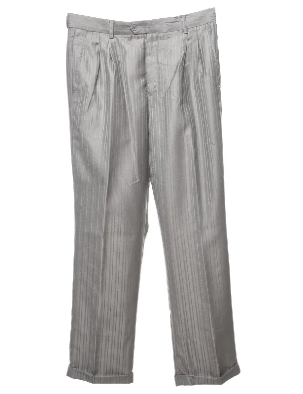 Classic Silver Striped Trousers - W34 L32 Trousers versatile all-occasion