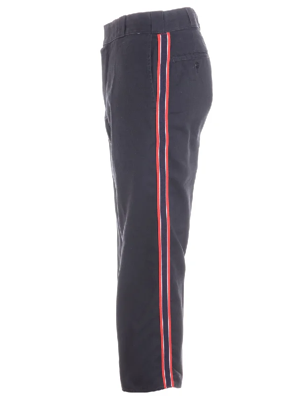 Label Side Stripe Cropped Trouser Trousers Denim Blue