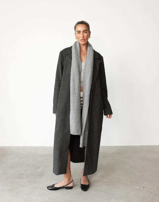 Abbey Trench Coat (Slate) Wool Cashmere Tweed