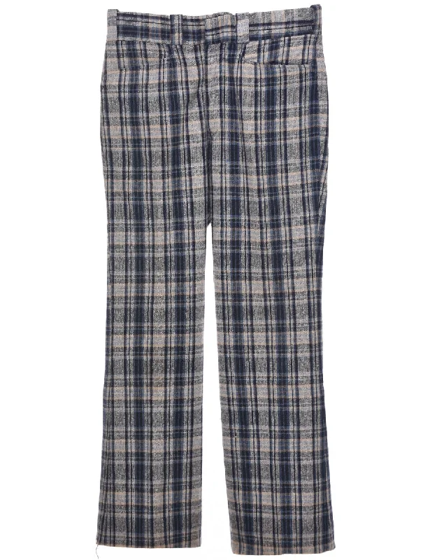Checked Pattern Trousers - W30 L30 Chinos Cotton Straight Leg