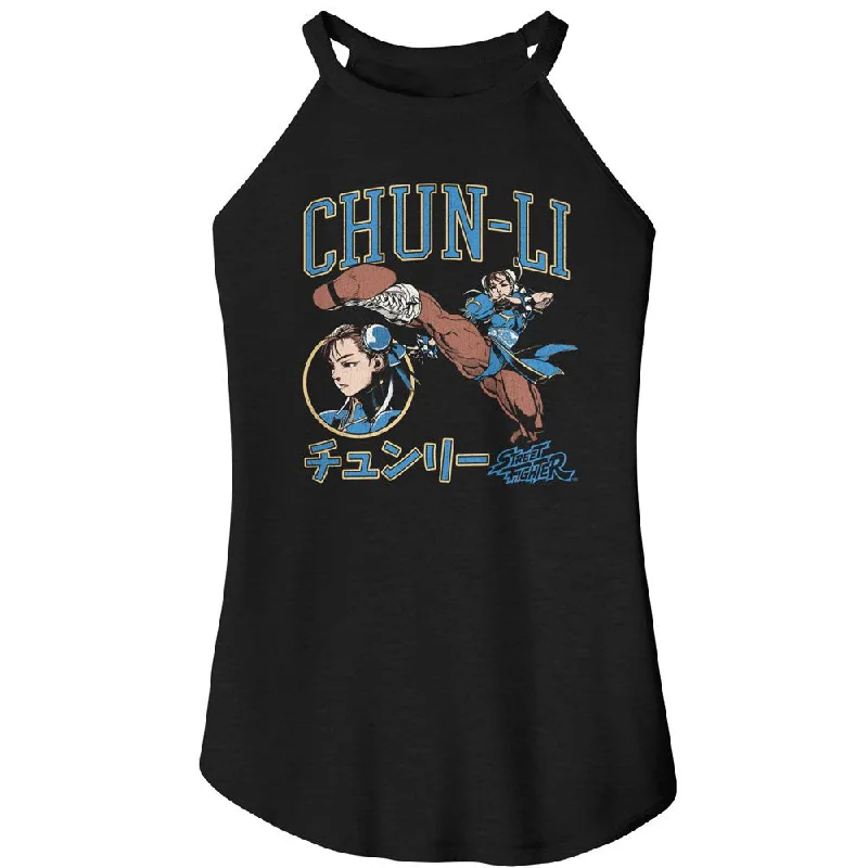 STREET FIGHTER Rocker Tank Top, Chun Li Varsity charcoal tank top