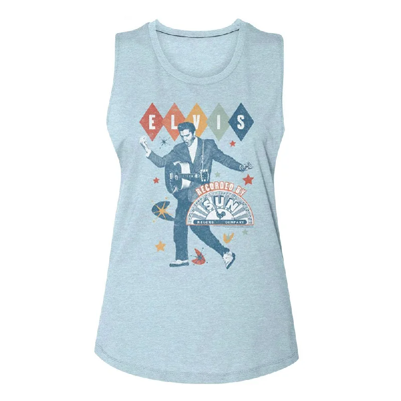 SUN RECORDS Tank Top for Ladies, Elvis Retro Shapes gold tank top