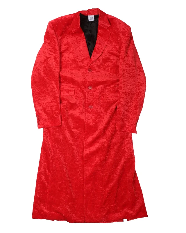 Velour Button Up Coat Wool Cashmere Tweed