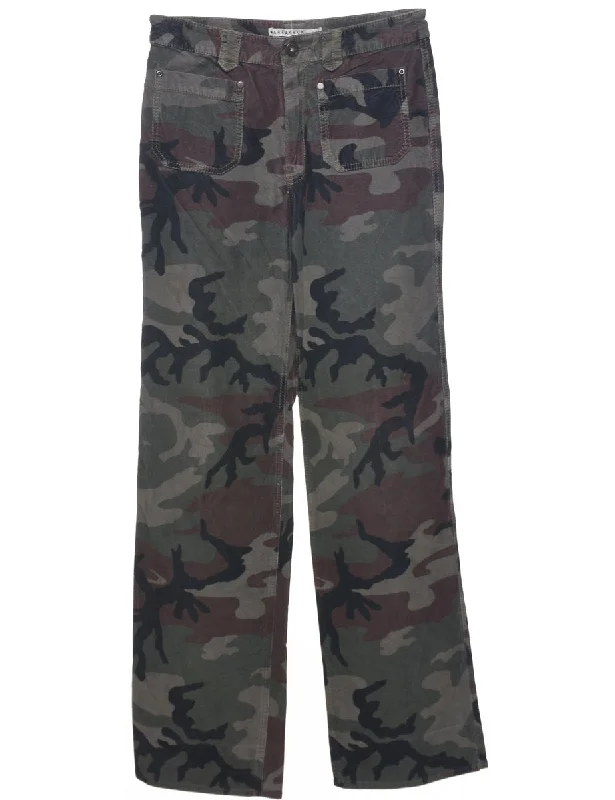 Camouflage Corduroy Trousers - W29 L31 Trousers fashionable trendy