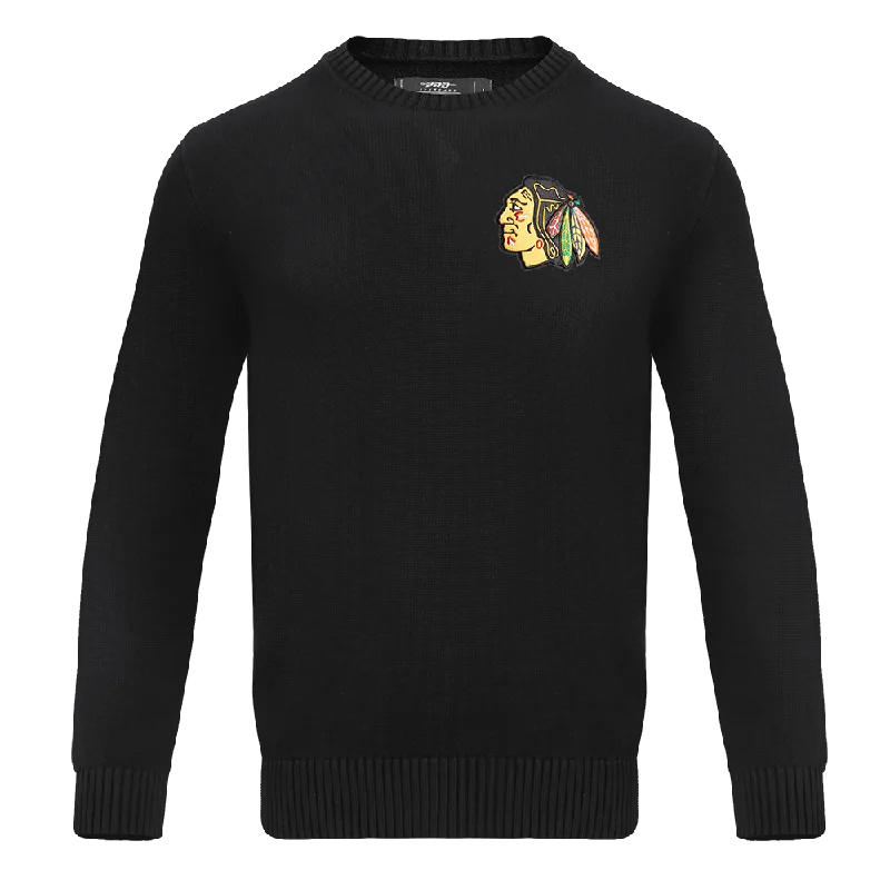 SWEATER DE CUELLO REDONDO NHL CHICAGO BLACKHAWKS CLASSIC CREWNECK SWEATER Mesh Fabric Canvas Fabric Denim Fabric