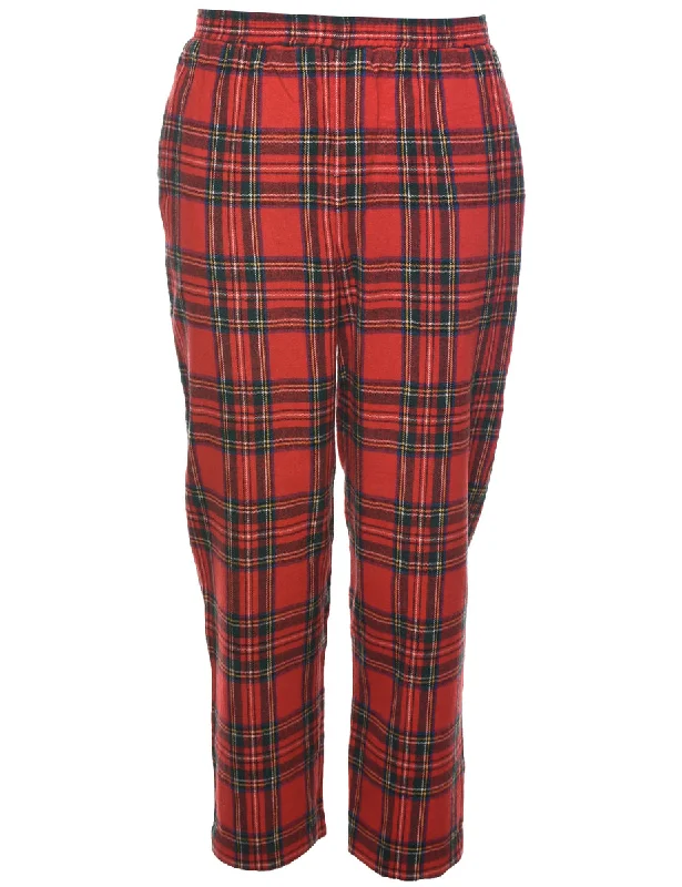 Checked Tapered Fit Trousers - W26 L27 Trousers Formal Black