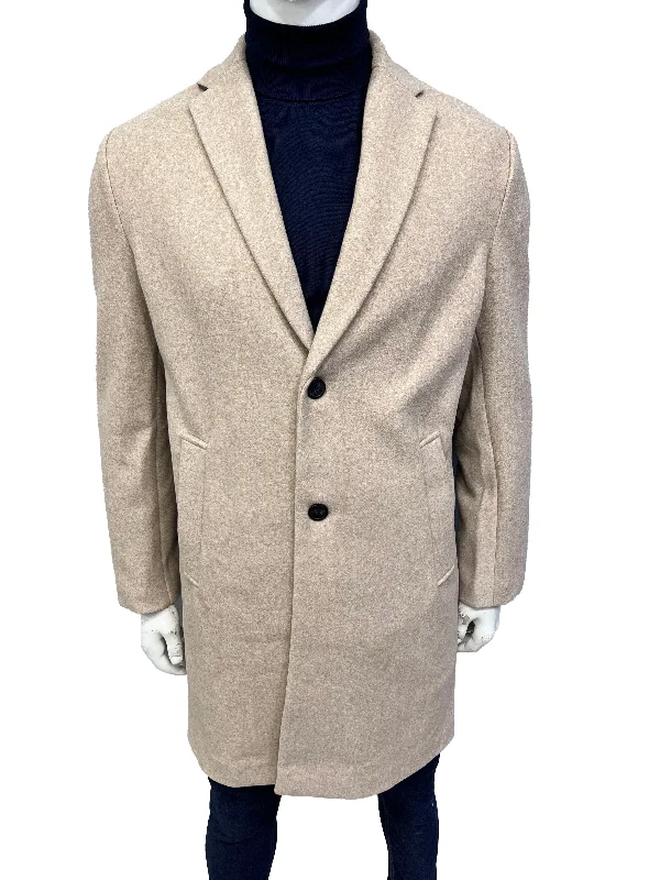 ZR Stretch Beige Long Coat Jersey Tulle Batik
