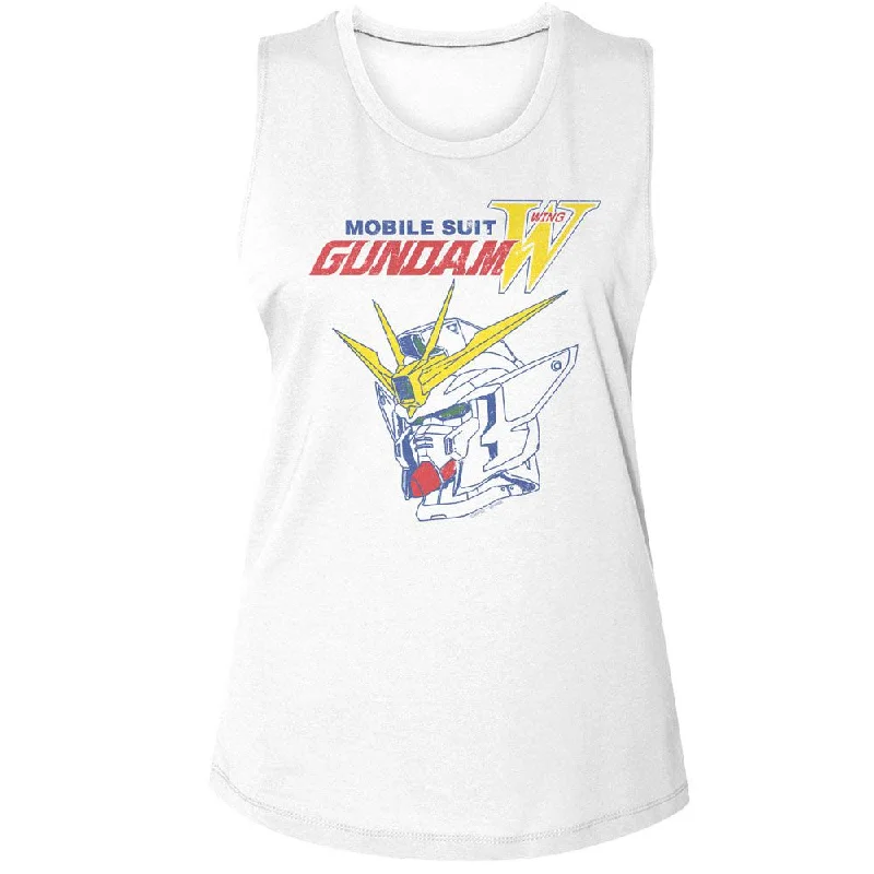 MOBILE SUIT GUNDAM Tank Top, Ms W Logo cold shoulder tank