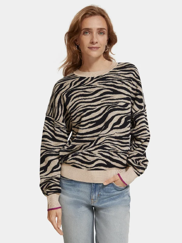 Printed jacquard sweater Chenille Brocade Lace