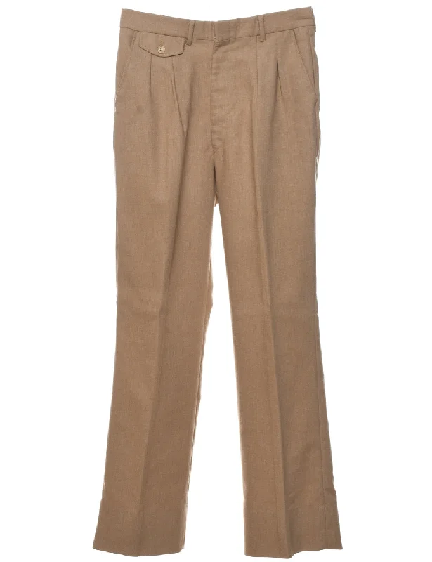Light Brown Pleated Trousers - W30 L31 Trousers Winter Warm