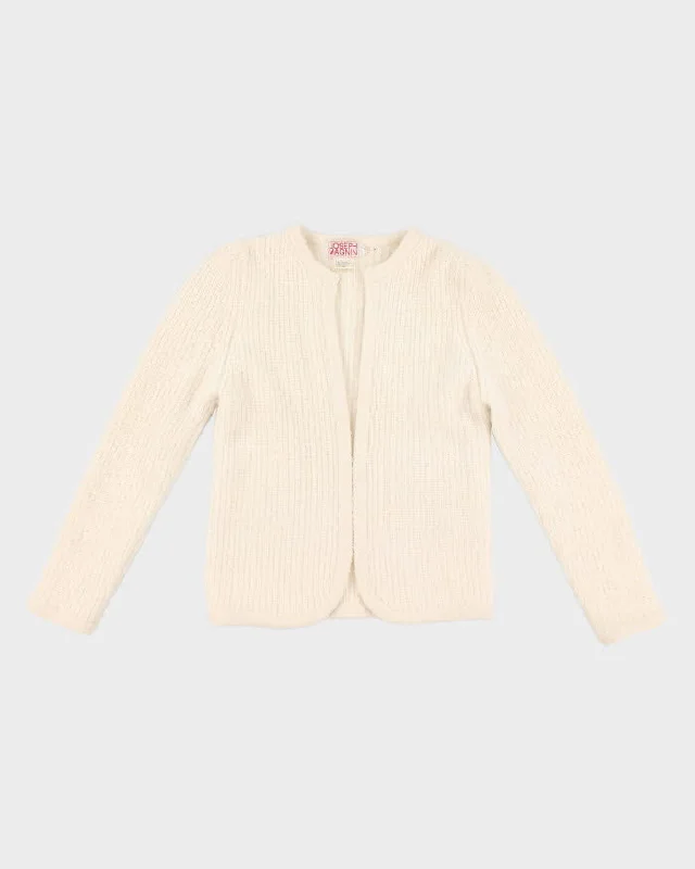 Vintage 80s Joseph Magnin Soft Cardigan - S Solid Color Striped Floral Print