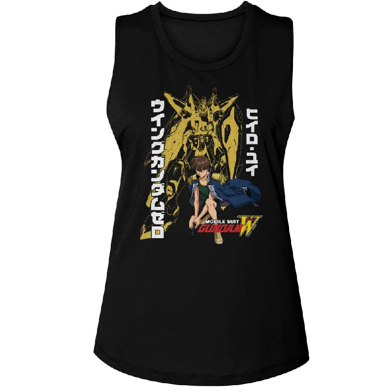 MOBILE SUIT GUNDAM Tank Top, Heero Yuy And Wing Zero striped tank top