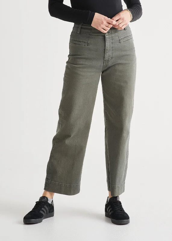 LuxTwill High Rise Trouser - Thyme Trousers Summer Linen