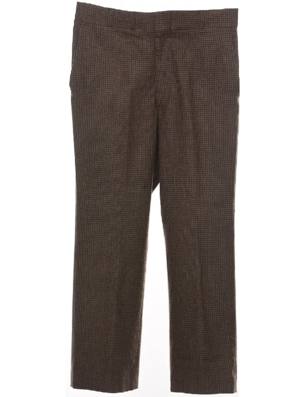Brown Dogtooth Trousers - W30 L27 Trousers chic fashionable
