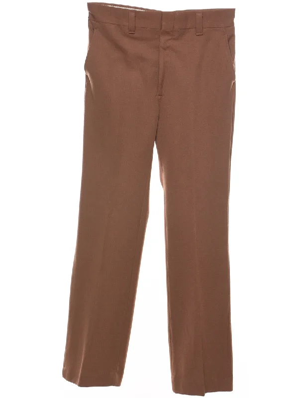 Brown Straight-Fit Trousers - W30 L30 Trousers stylish elegant