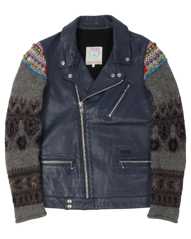 Leather Hybrid Jacket Print Jacket Jacquard Jacket Patchwork Jacket