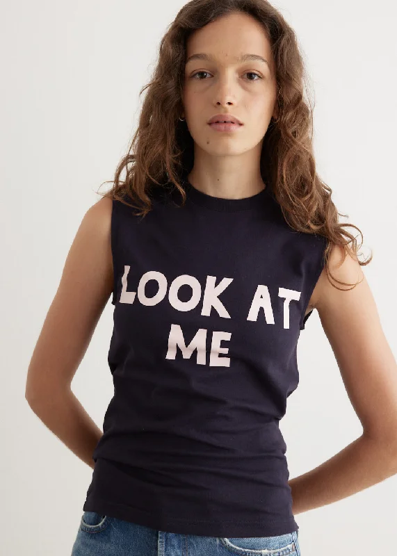 Look At Me Printed Tank Top glitter tank top
