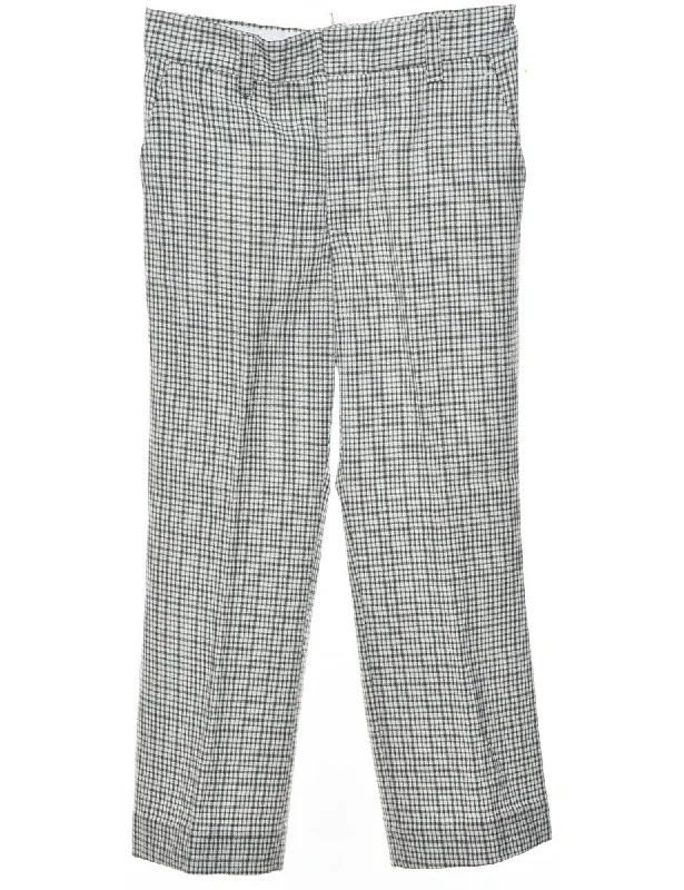 Checked Pattern Trousers - W32 L26 Trousers Culottes Wide Leg