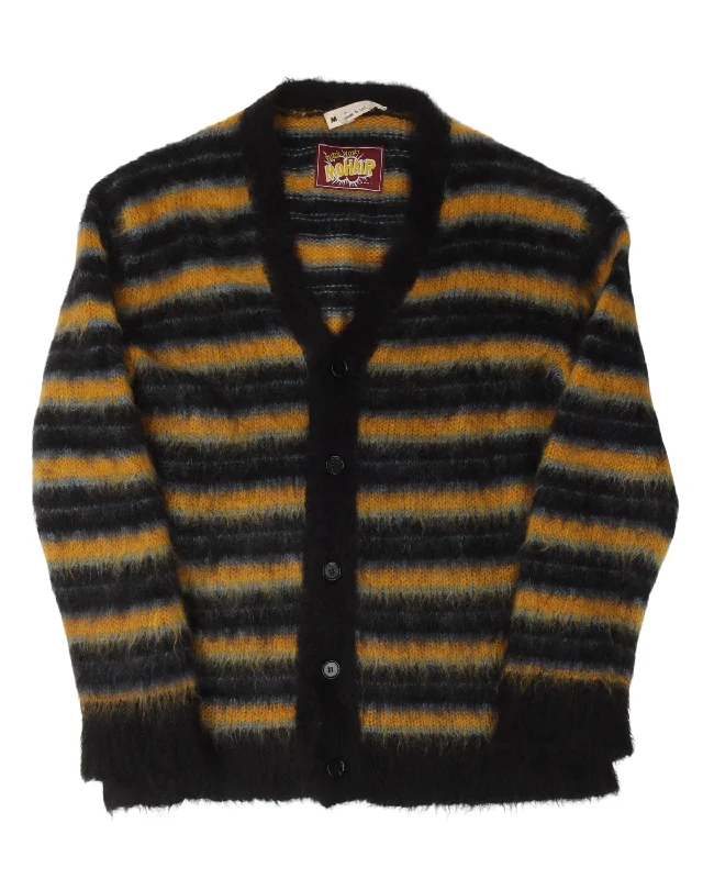 Mohair Fuzzy Wuzzy Striped Cardigan Terry Blend Velvet Blend Canvas Blend