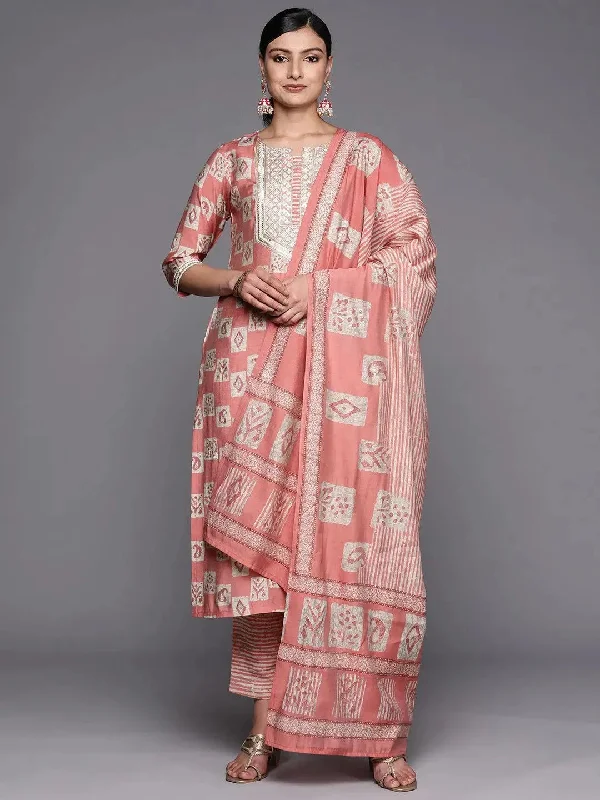 Peach Yoke Design Silk Blend Straight Kurta With Trousers & Dupatta Trousers Evening Elegant Peach Yoke Design Silk Blend Straight Kurta With Trousers & Dupatta Trousers Evening Elegant