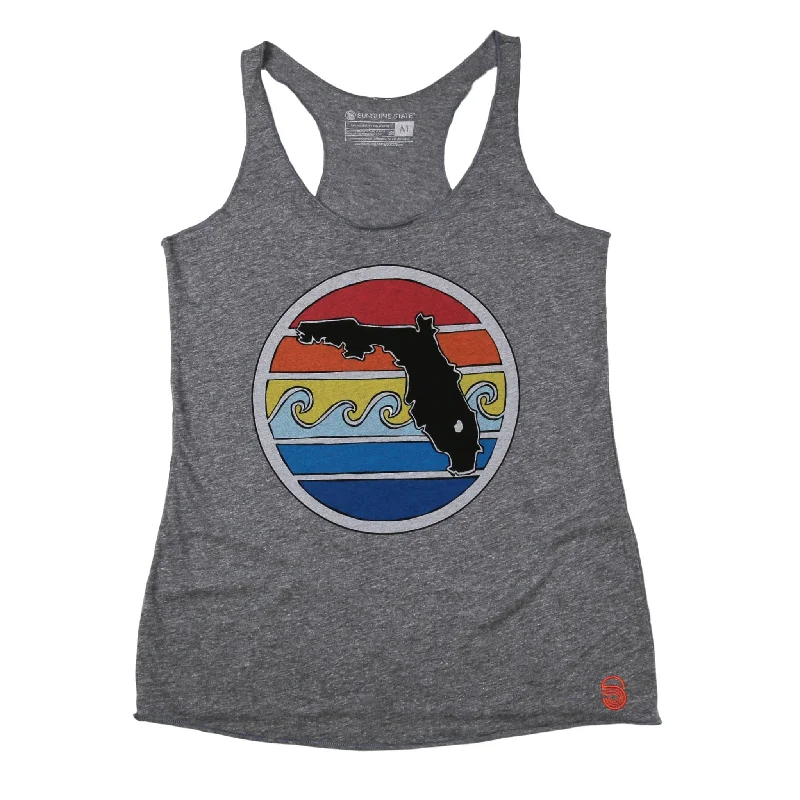 FLORIDA SUNSET TANK - HEATHER GREY open back tank