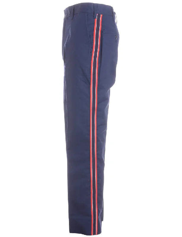 Label Side Stripe Cropped Trouser Trousers Leather Faux