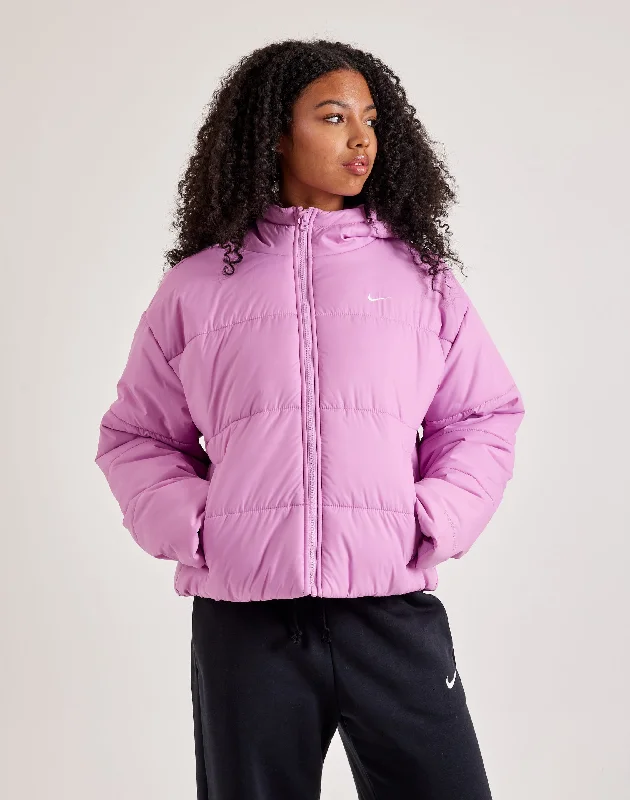 Nike Classic Puffer Jacket Zippered Front Buttoned Front Snap Front