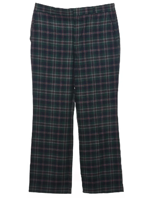 Checked Pattern Trousers - W35 L29 Trousers Fleece Cozy