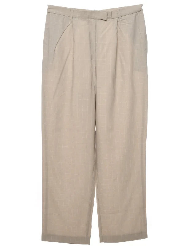 Checked Beige & White Casual Trousers - W31 L28 Trousers New Arrival