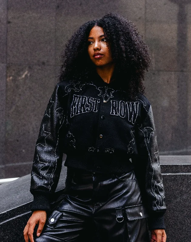 First Row Western Varsity Jacket Front Pockets Side Pockets Patch Pockets